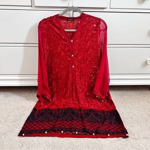Pakistani agha noor embroided chiffon shirt with inner